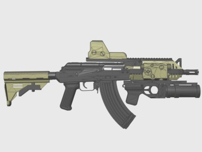 獨家出售真實比例超短AK47+榴彈發射器